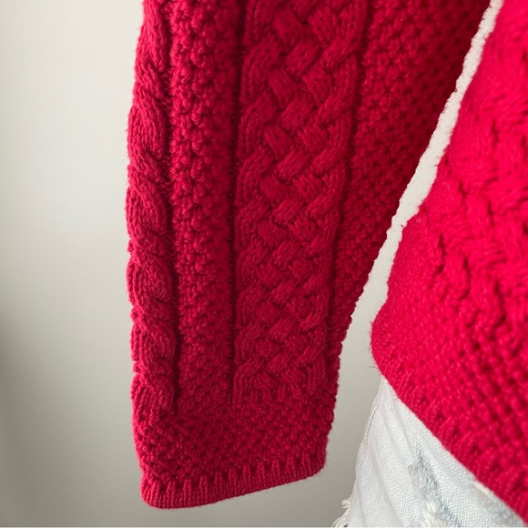 L.L. Bean Women's Red Cable Knit Cardigan - Picture 9 of 12